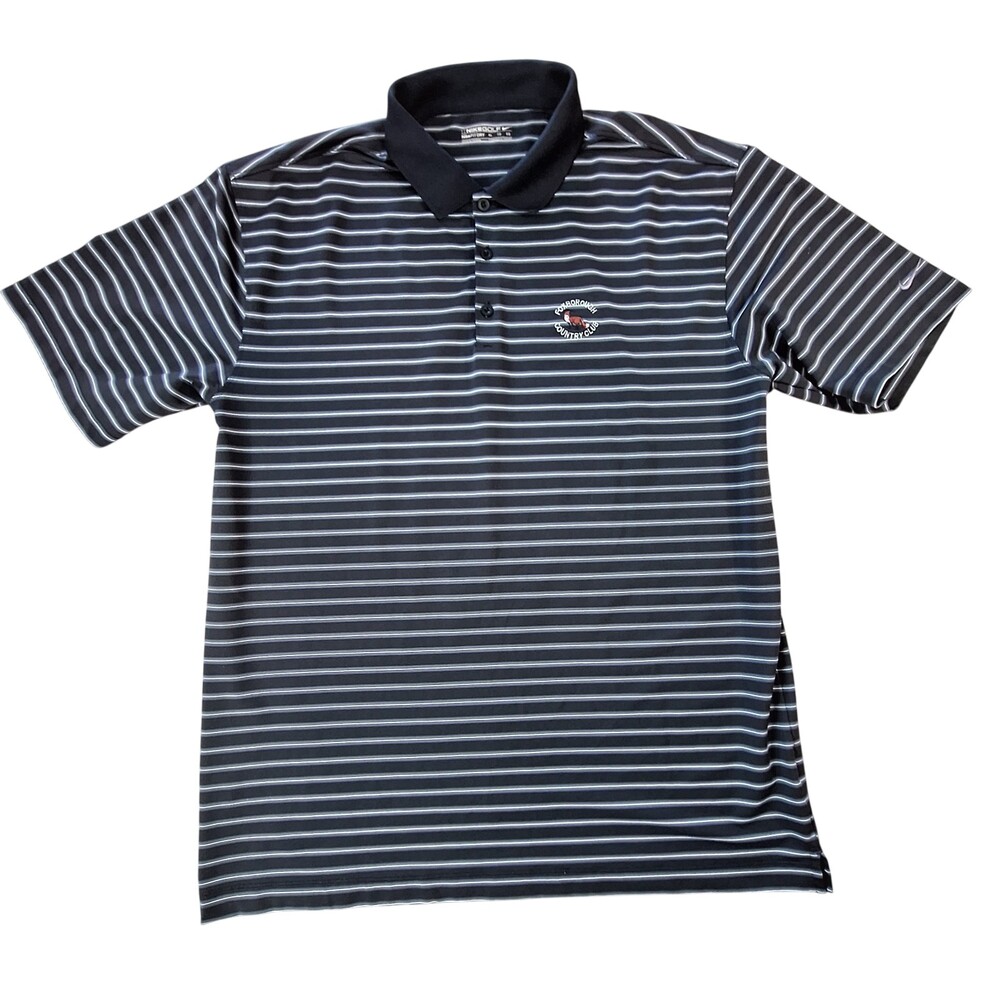 Nike Golf Polo Shirt Mens XL Striped Performance Fit Dry Foxborough Country Club